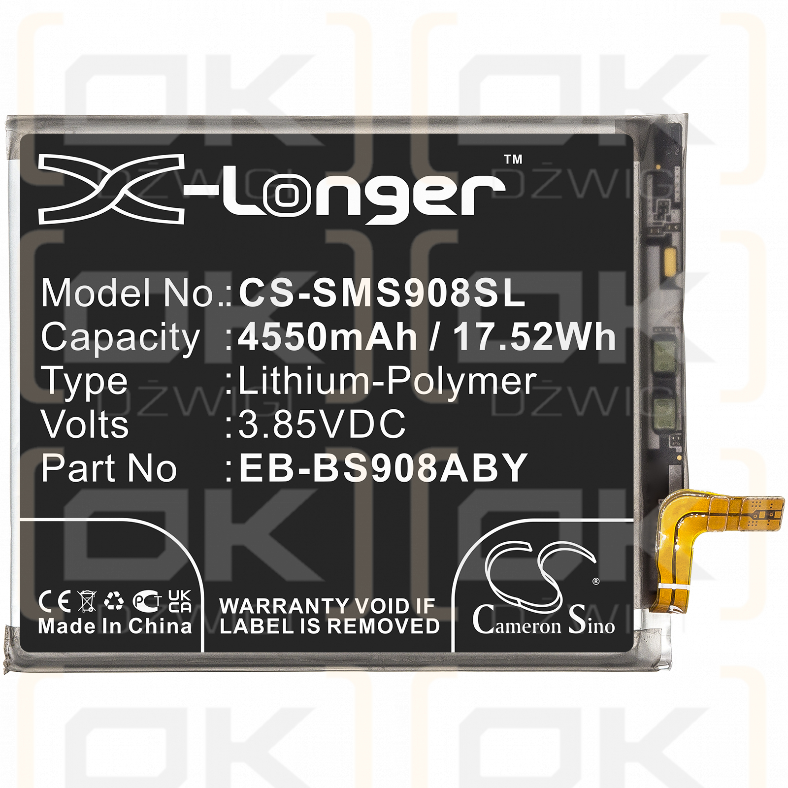 Samsung SM-S908N / EB-BS908ABY 4550 mAh Li-Polymer 3,85 V (Cameron Sino)