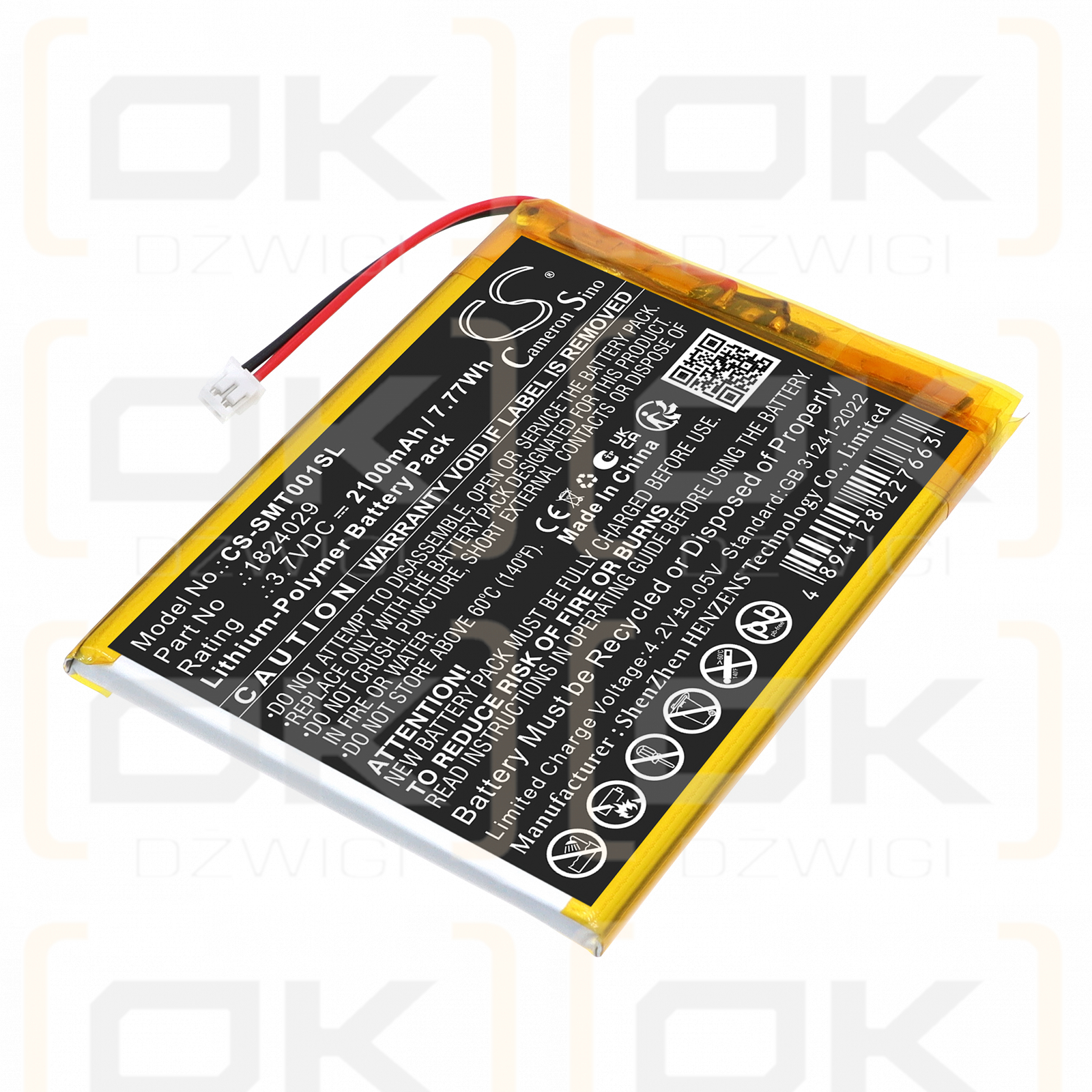 Bateria zamienna do Somfy Tahomi Pad io /  18024029 2100 mAh Li-Polymer 3.7 V (Cameron Sino)