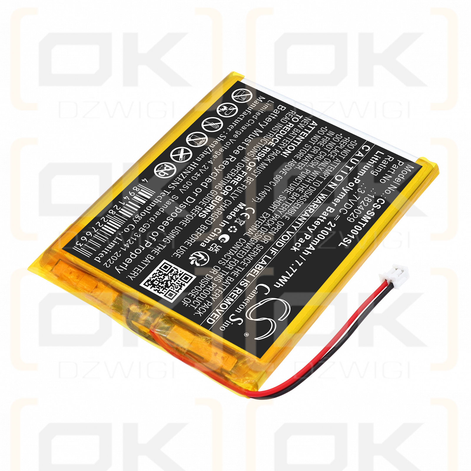 Bateria zamienna do Somfy Tahomi Pad io /  18024029 2100 mAh Li-Polymer 3.7 V (Cameron Sino)