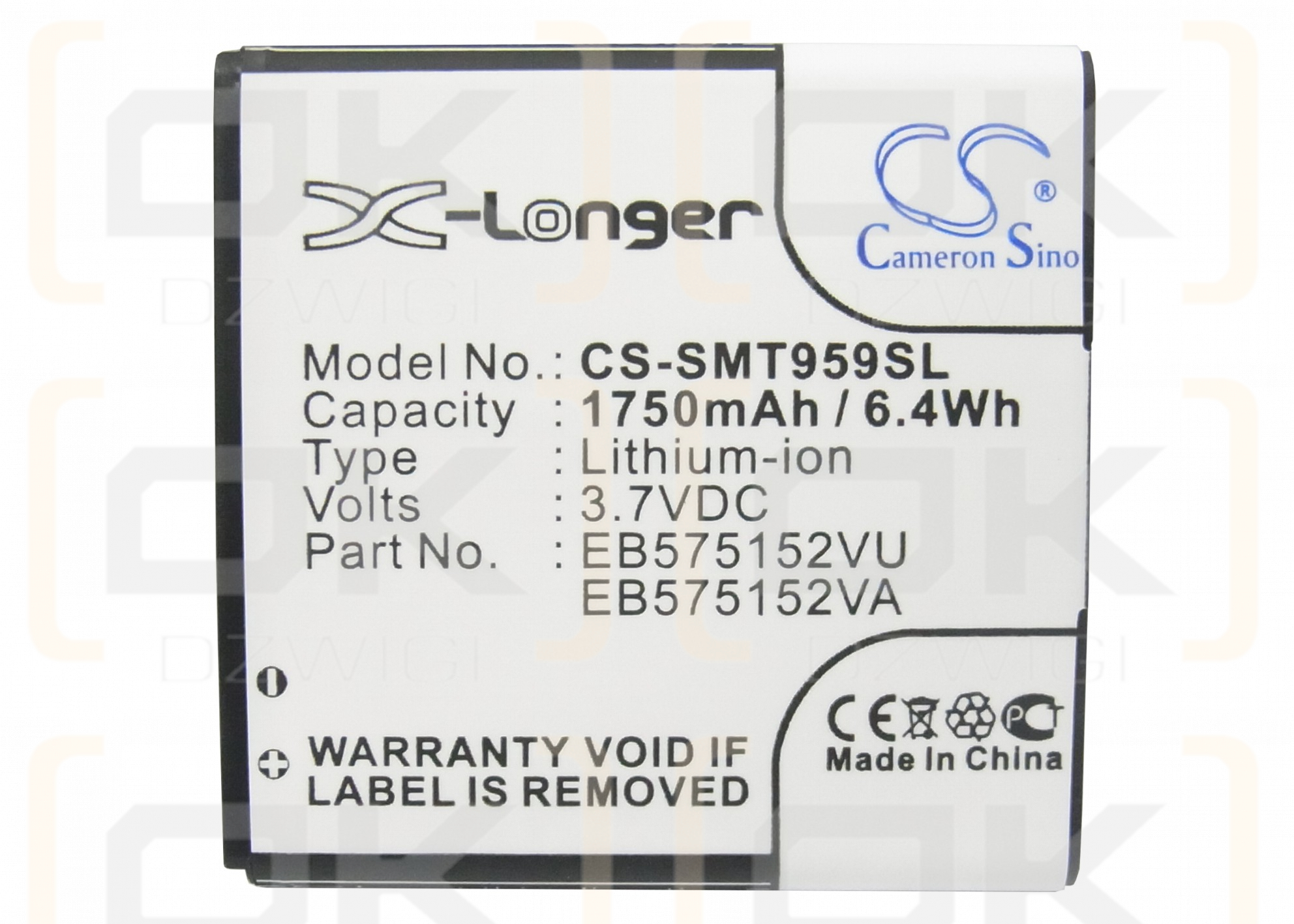 Replacement Battery for T-Mobile SGH-T959W / EB575152VU 1750 mAh Li-ion 3.7 V (Cameron Sino)
