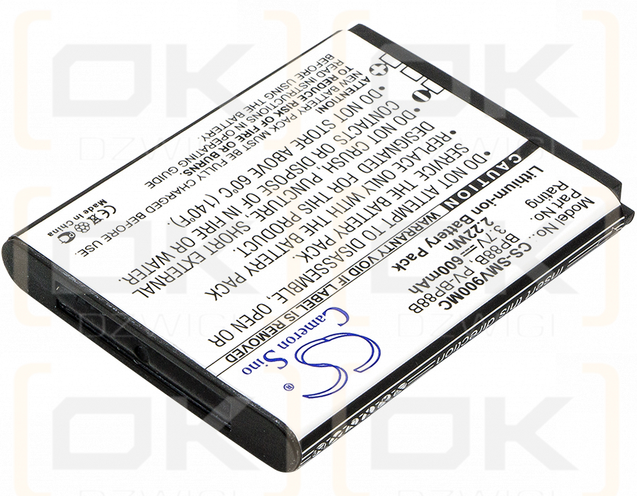 Samsung EC-MV900FBPWUS / BP88B 600mAh Li-ion 3.7V (Cameron Sino)