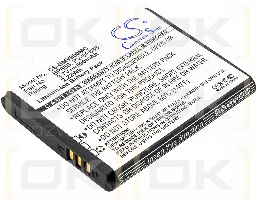 Samsung EC-MV900FBPWUS / BP88B 600mAh Li-ion 3.7V (Cameron Sino)