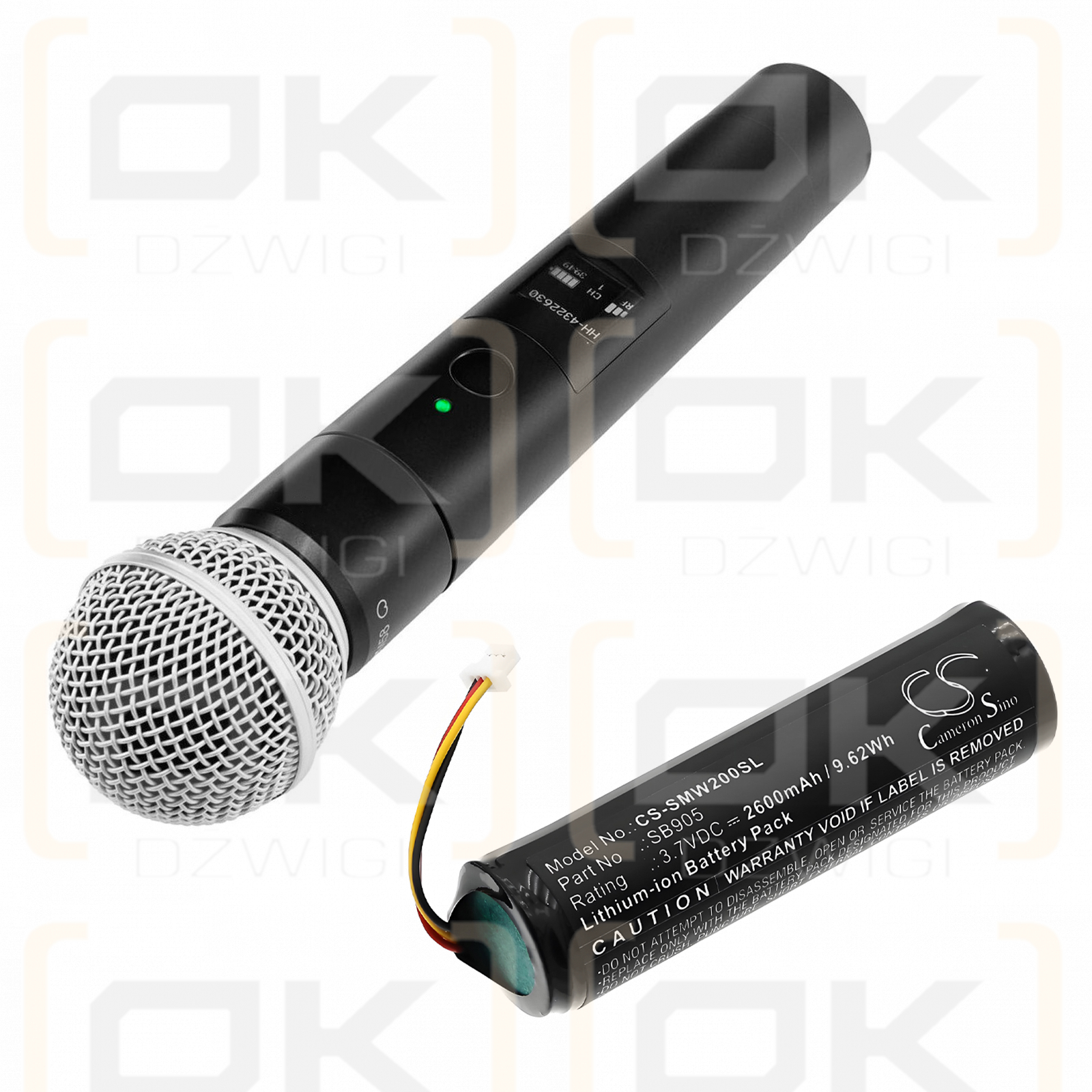 Shure MXW2 Handheld Transmitter / 95A35233 2600mAh Li-ion 3.7V (Cameron Sino)