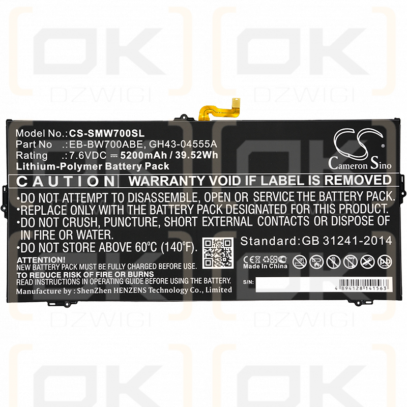 Samsung SM-W708 / EB-BW700ABE 5200 mAh Li-Polímero 7,6 V (Cameron Sino)