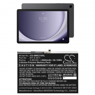 Batería Samsung SMX210NZAEG / WT-S-W11 de polímero de litio de 6800 mAh y 3,85 V (Cameron Sino)