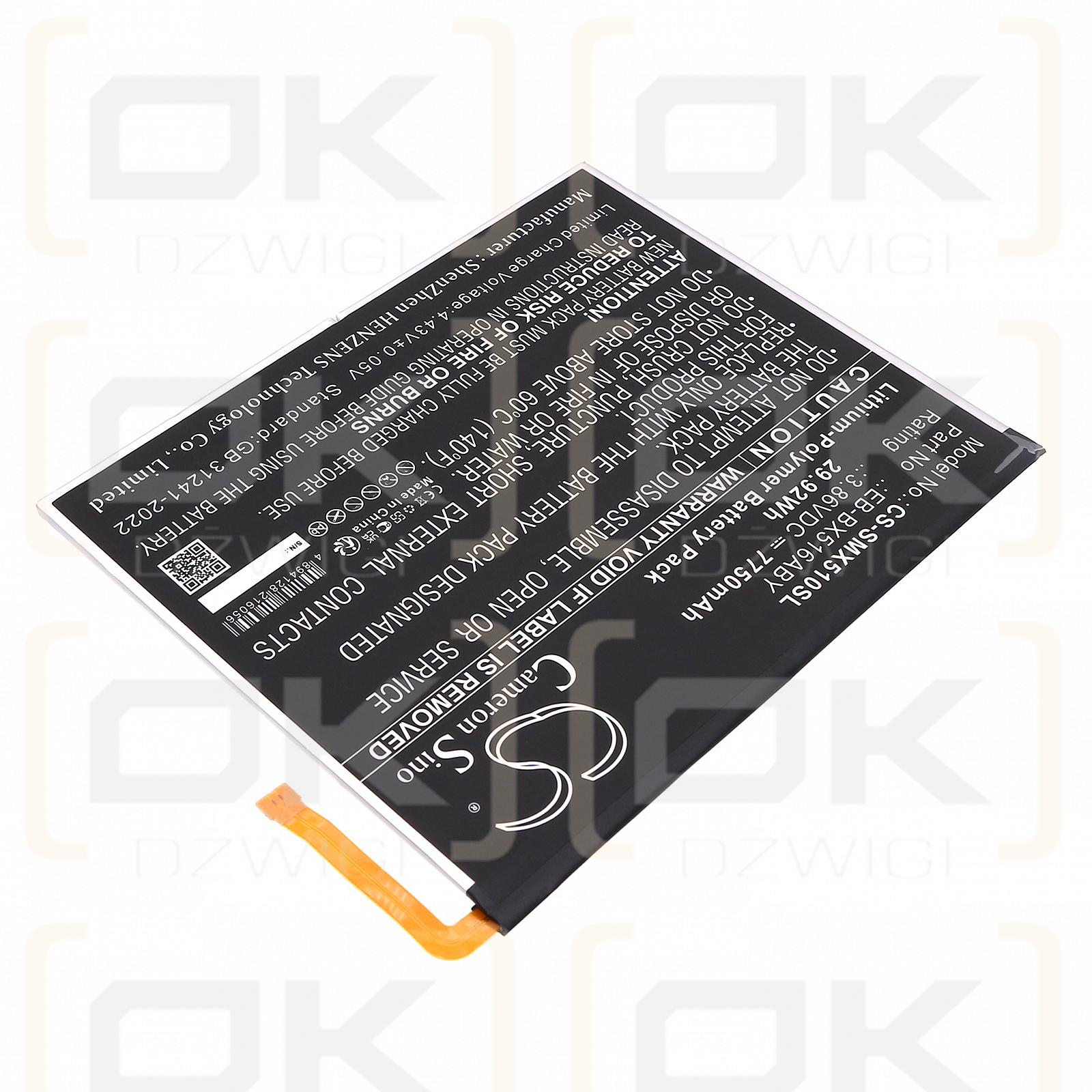 Samsung SM-X518U / EB-BX516ABY 7750 мАч литий-полимерный 3,86 В (Cameron Sino)