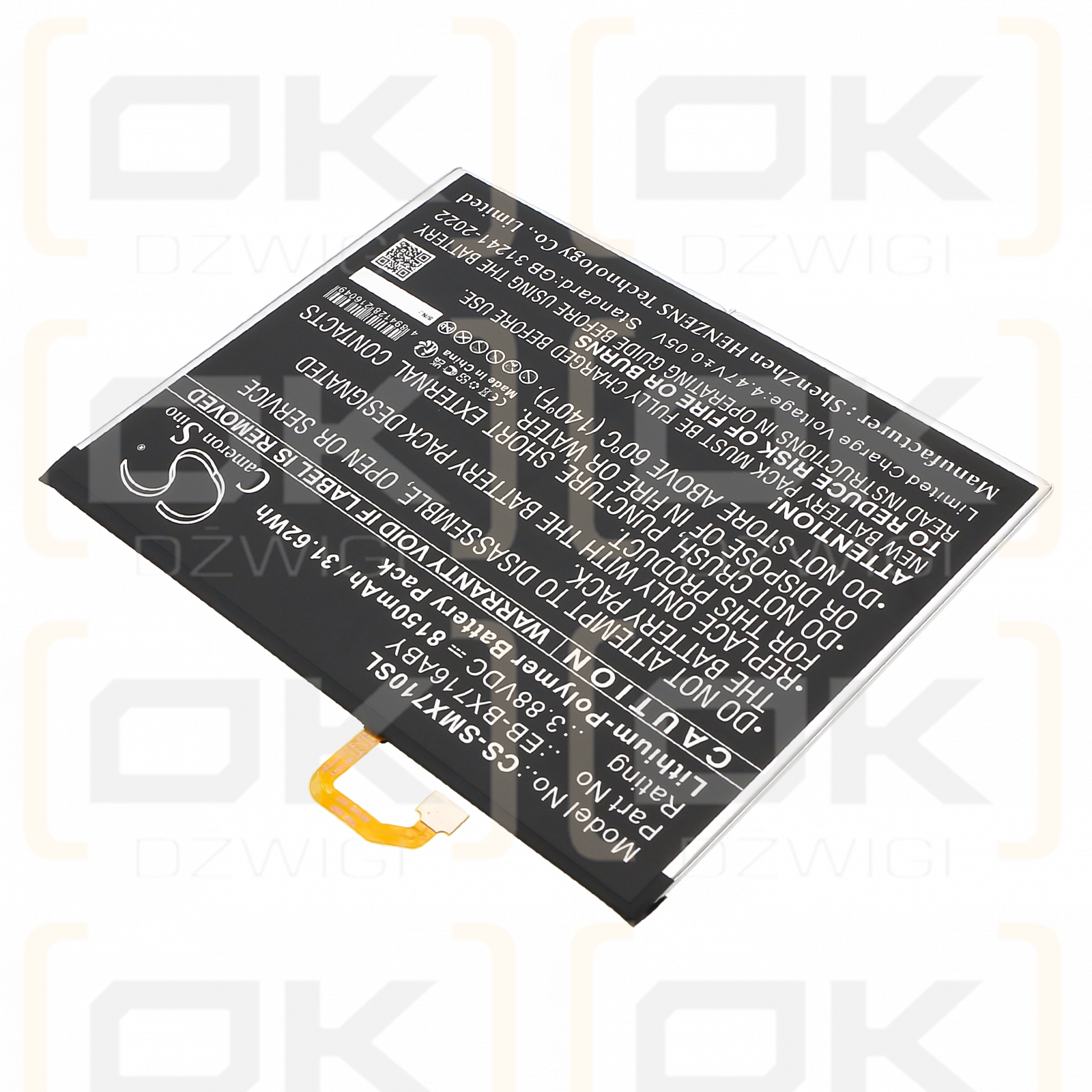 Samsung SM-X716N / EB-BX716ABY 8150 mAh, polímero de litio, 3,88 V (Cameron Sino)
