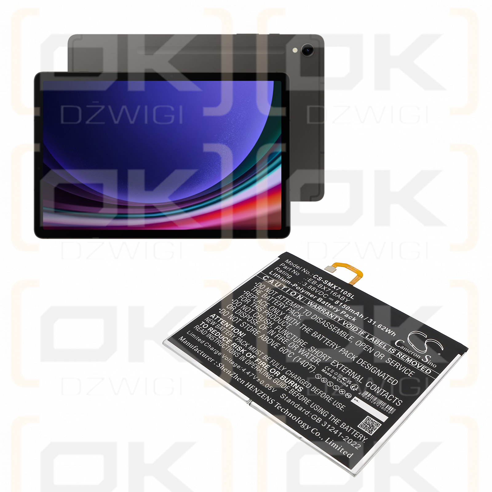 Samsung SM-X716N / EB-BX716ABY 8150 mAh, polímero de litio, 3,88 V (Cameron Sino)
