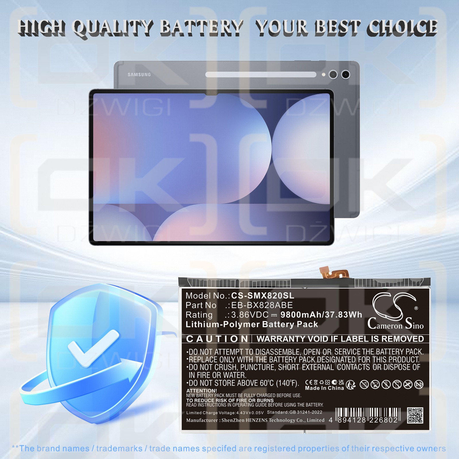 Аккумулятор Samsung Tab S10 FE+ / EB-BX828ABE 9800 мАч Li-Polymer 3,86 В (Cameron Sino)