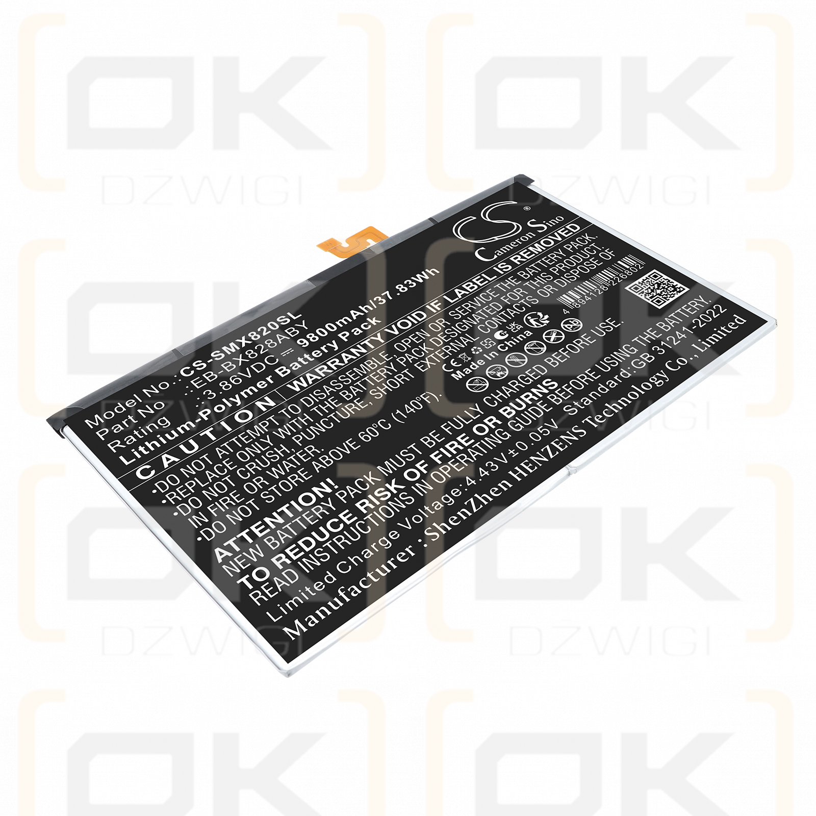 Replacement Battery for Samsung Tab S10 FE+ / EB-BX828ABE 9800 mAh Li-Polymer 3.86 V (Cameron Sino)