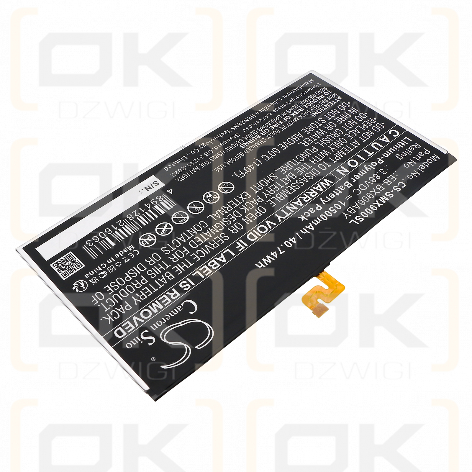 Samsung SM-X906N / EB-BX906ABY 10500 mAh, polímero de litio, 3,88 V (Cameron Sino)