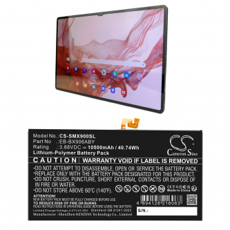 Samsung SM-X906N / EB-BX906ABY 10500 mAh, polímero de litio, 3,88 V (Cameron Sino)