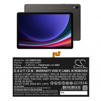 Samsung SM-X916C / EB-BX916ABY 10800 mAh, polímero de litio, 3,88 V (Cameron Sino)