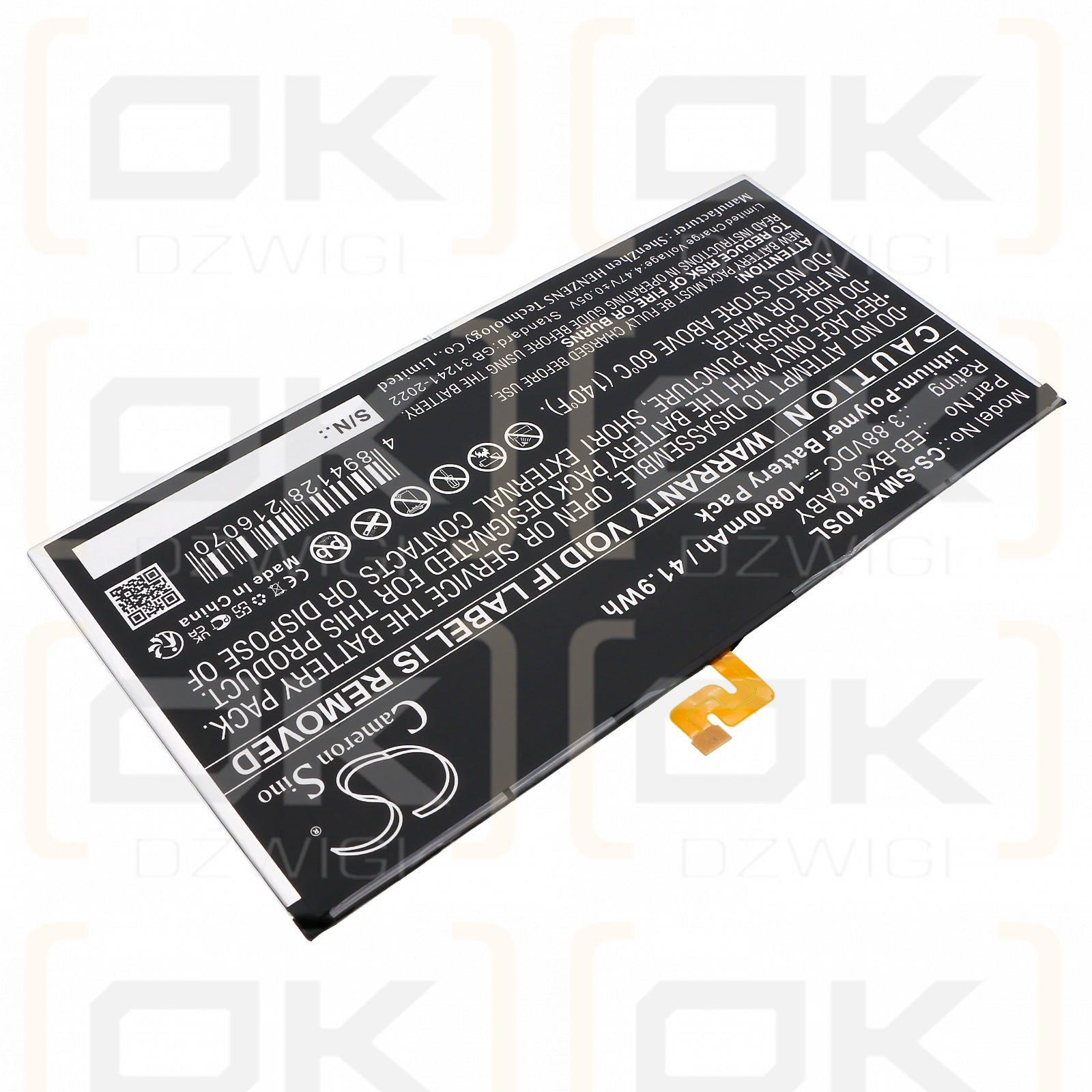 Samsung SM-X916C / EB-BX916ABY 10800 mAh, polímero de litio, 3,88 V (Cameron Sino)