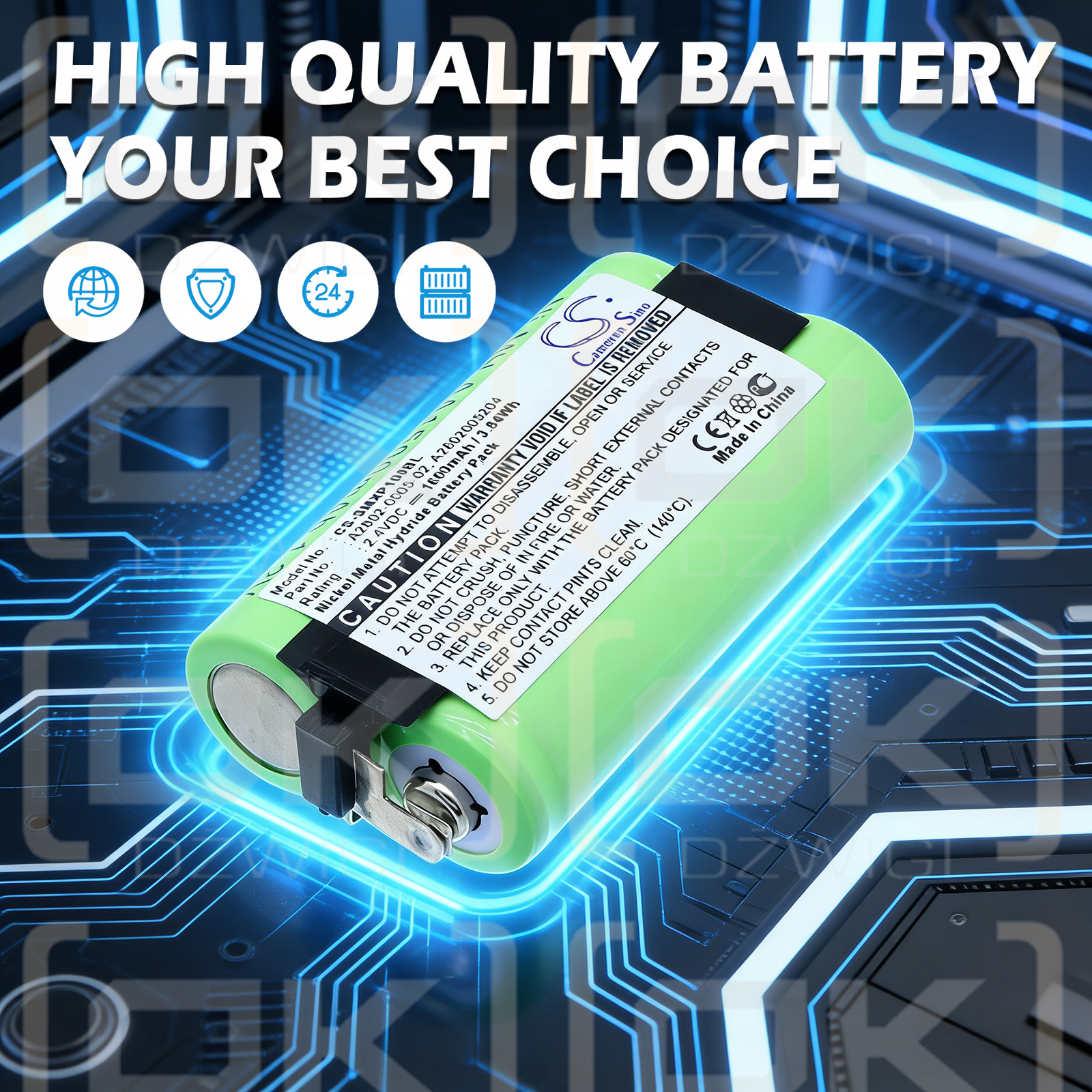 Serie Psion Workabout / A2802-0005-02 1600 mAh Ni-MH 2,4 V (Cameron Sino)