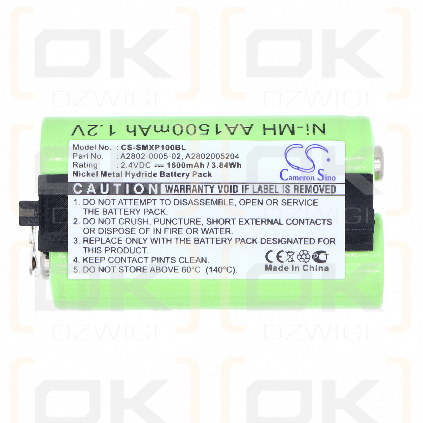 Serie Psion Workabout / A2802-0005-02 1600 mAh Ni-MH 2,4 V (Cameron Sino)
