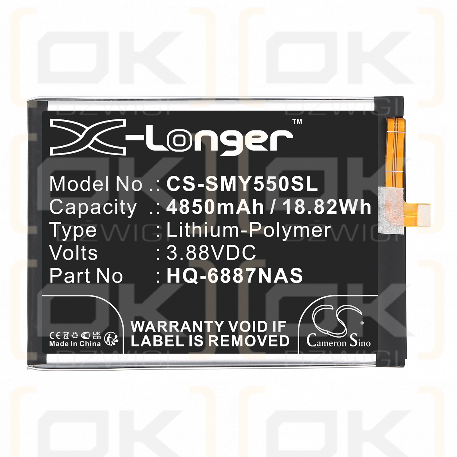 Samsung SM-M556E/DS / GH81-25792A 4850mAh Li-Polymer 3.88V (Cameron Sino)