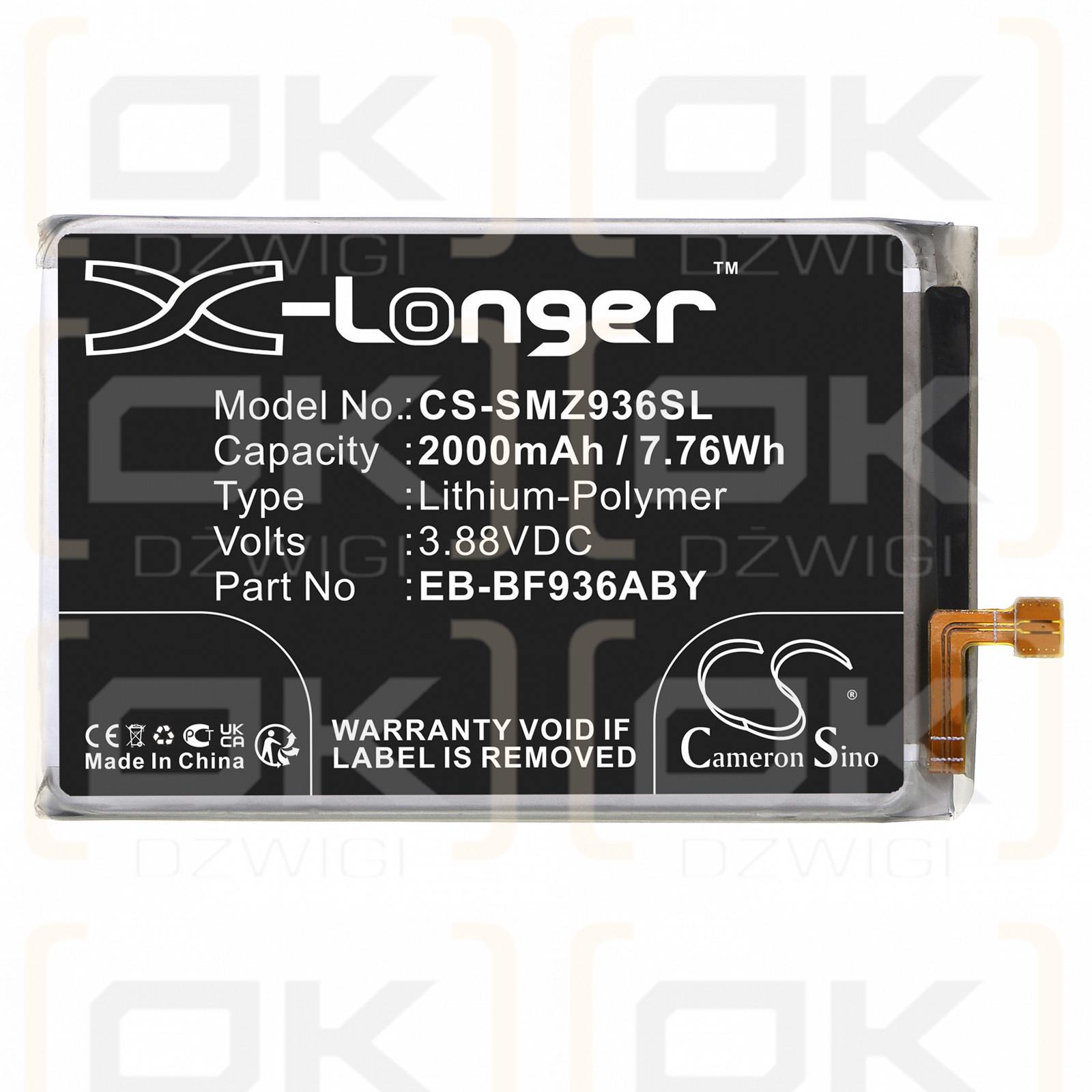 Samsung SM-F936B/DS / EB-BF936ABY 2000 mAh Li-Polymer 3,88 V (Cameron Sino)