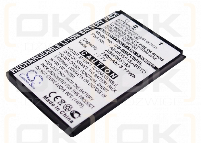 Samsung SGH-T739 / AB463651BABSTD 750 mAh Li-Ion 3,7 V (Cameron Sino)