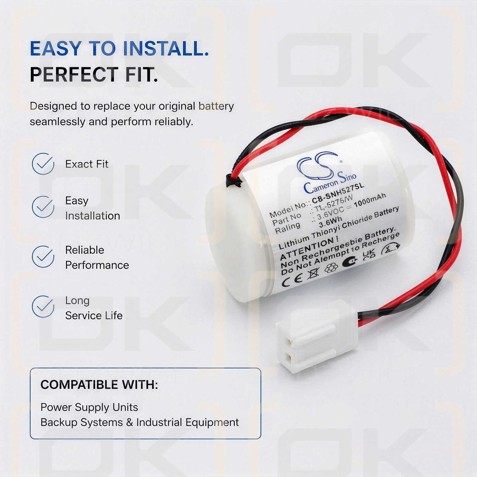 Bateria zamienna do Sonnenschein Sonnecell TL-5276/W / TL-5276/W 1000 mAh Li-SOCl2 3.6 V (Cameron Sino)