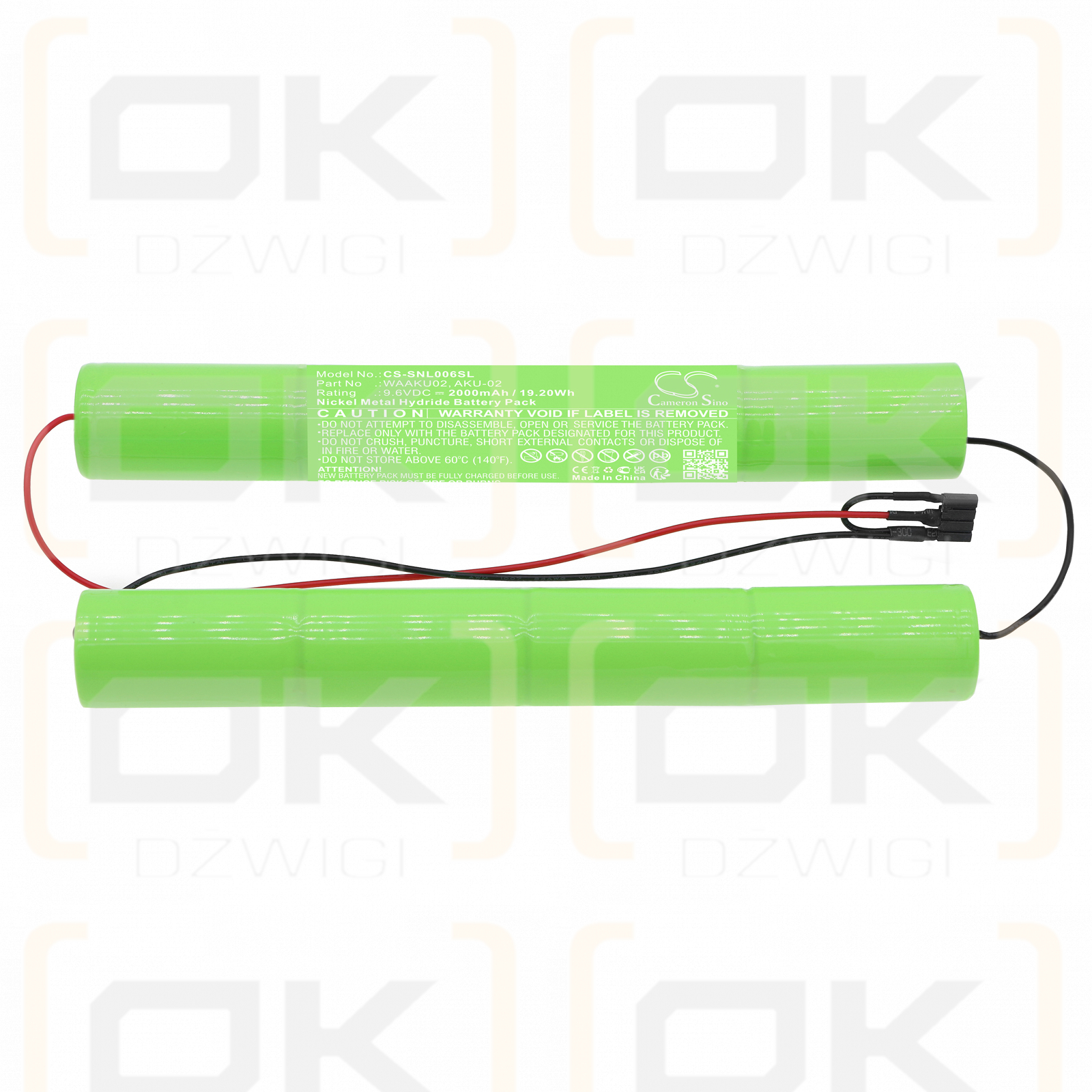 SONEL / WAAKU02 2000mAh Ni-MH 9.6V (Cameron Sino)