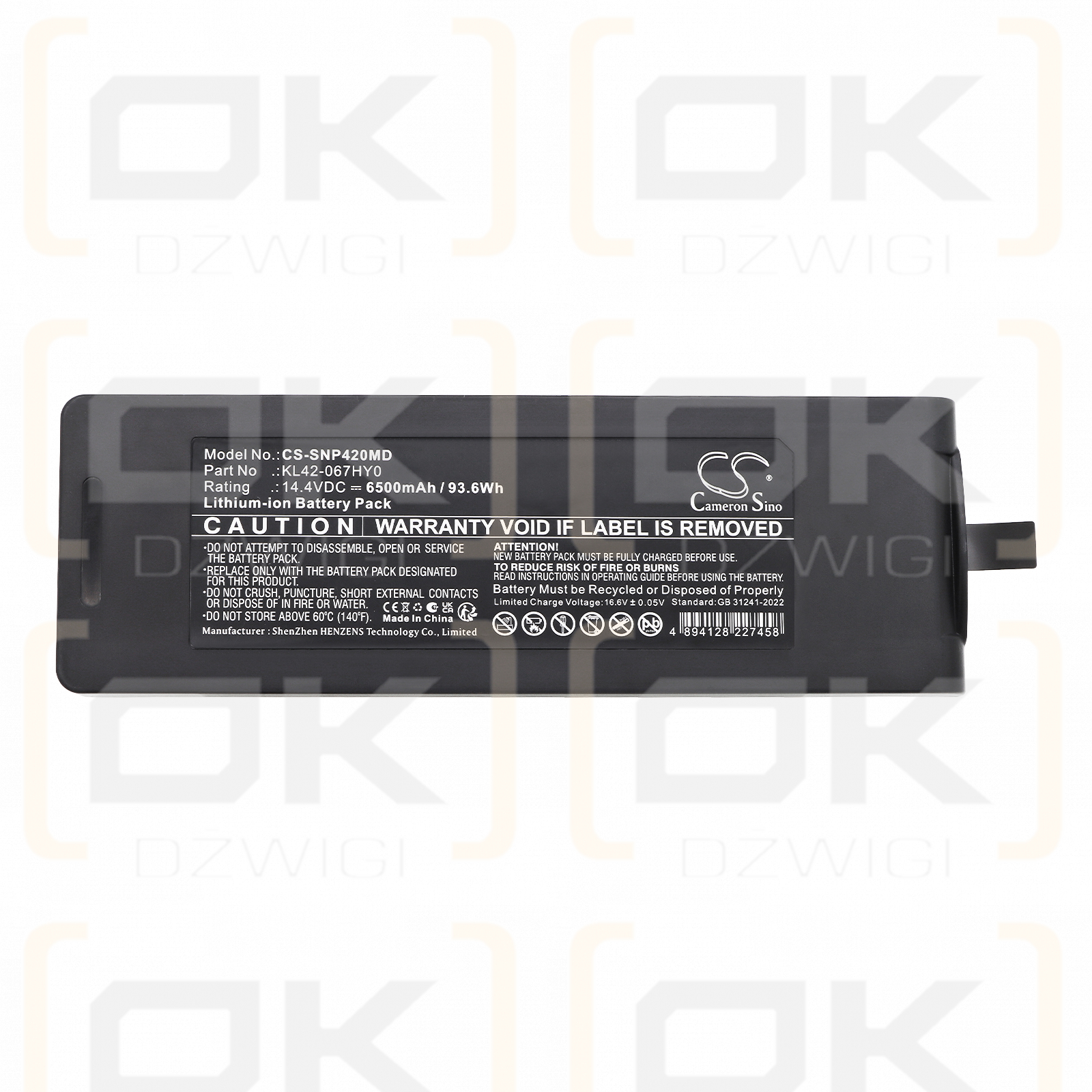 Ersatzakku für SonoScape / KL42-067HY0 6500 mAh Li-Ion 14,4 V (Cameron Sino)