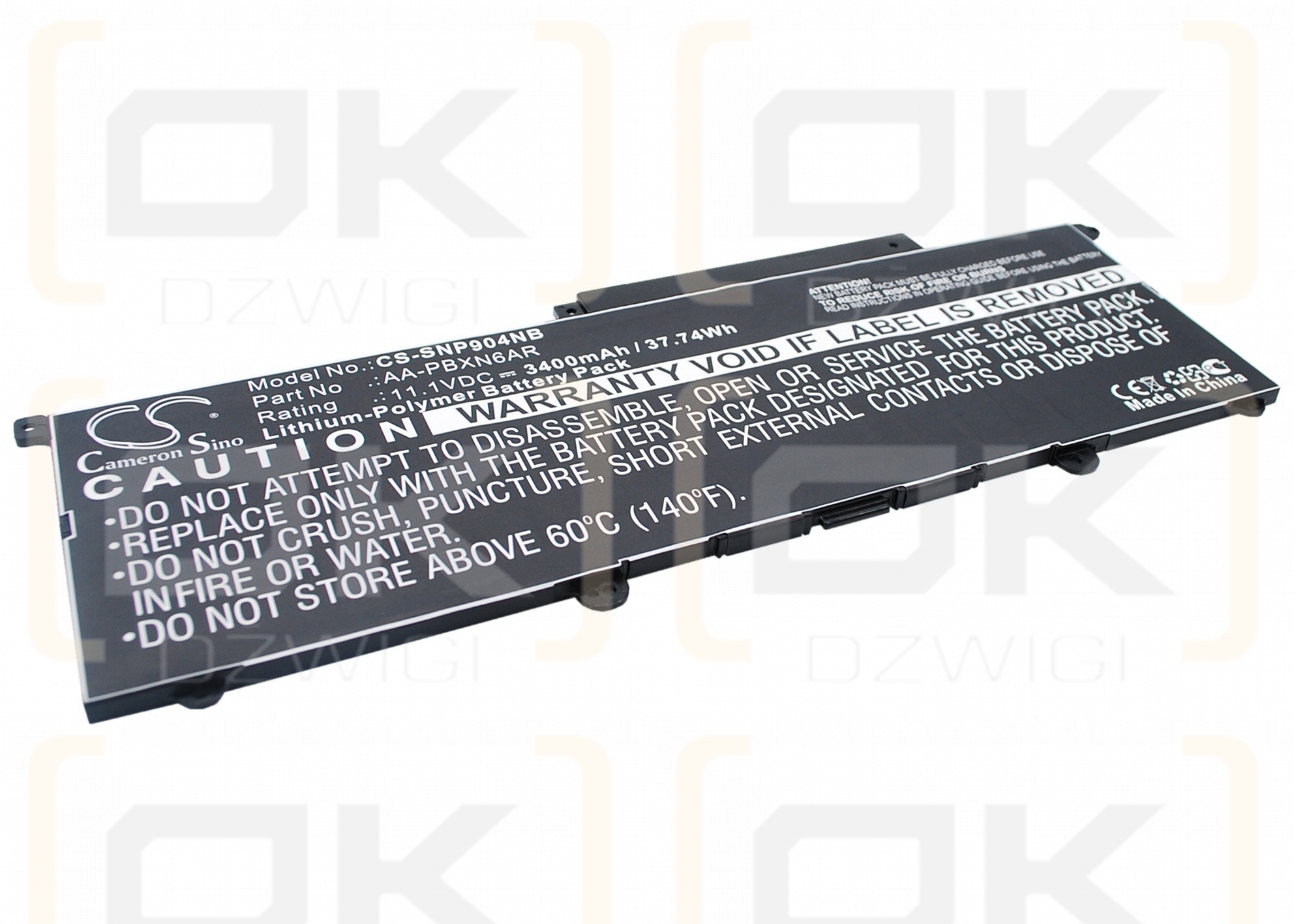 Samsung 900X3C-A02 / AA-PBXN6AR 3400 mAh Li-Polymer 11.1 V (Cameron Sino)