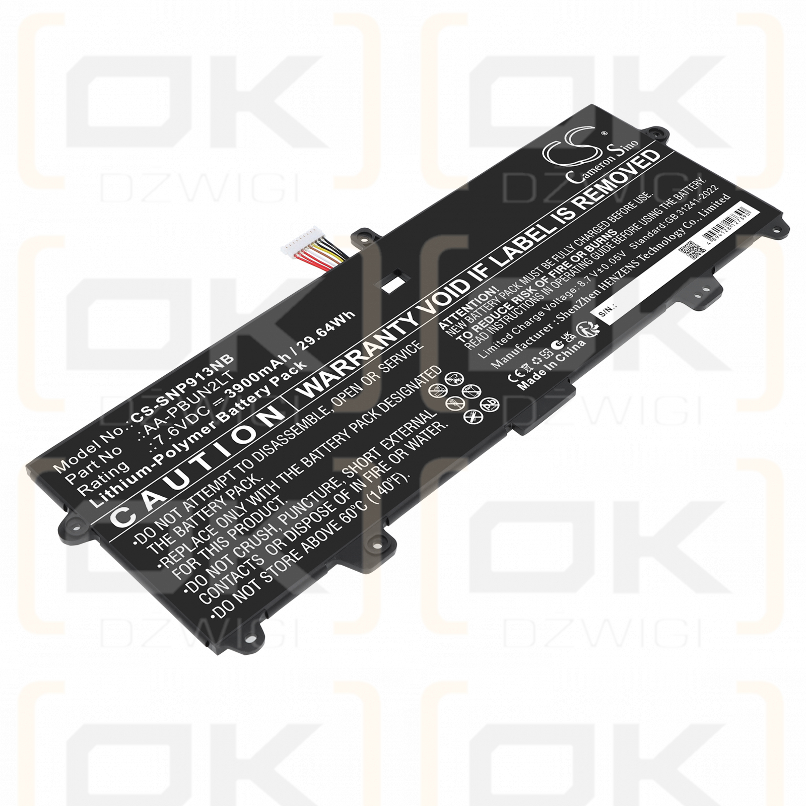 Samsung NP900X3L-K04 / AA-PBUN2LT 3900 mAh Li-Polymer 7,6 V (Cameron Sino)