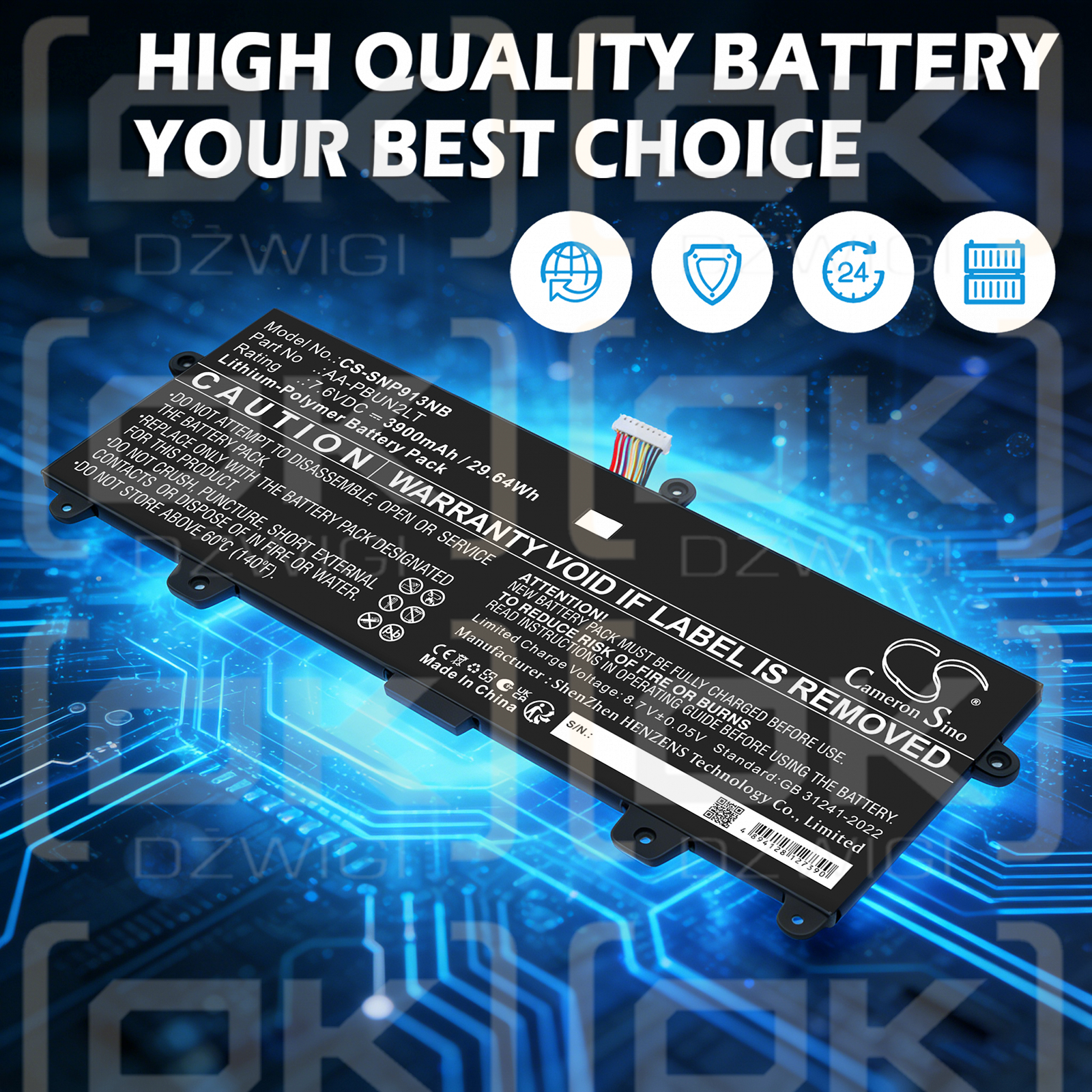 Samsung NP900X3L-K04 / AA-PBUN2LT 3900 mAh Li-Polymer 7,6 V (Cameron Sino)