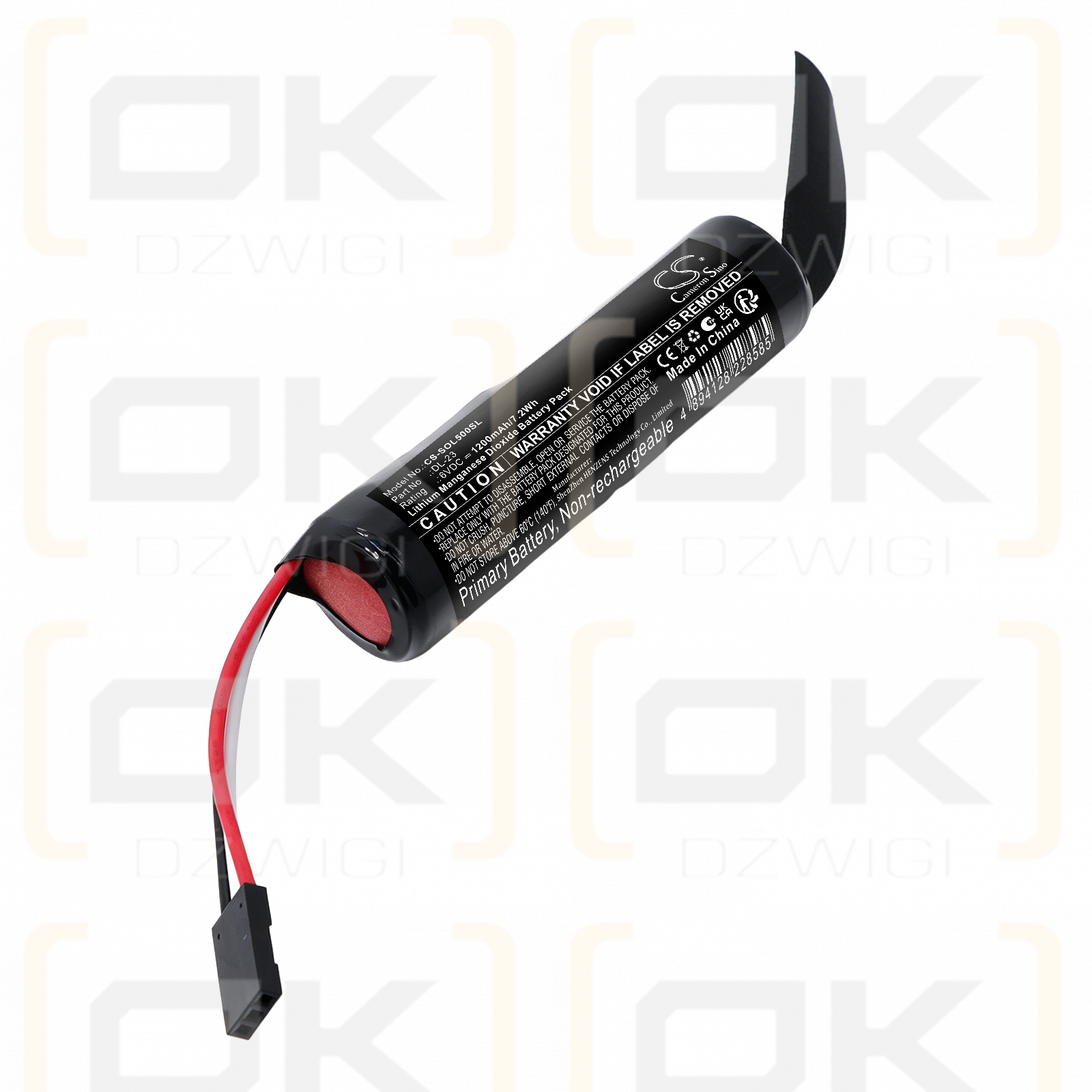 Batería de repuesto para Omnilock 5002 / DL-23 1200 mAh Li-MnO2 6V (Cameron Sino)