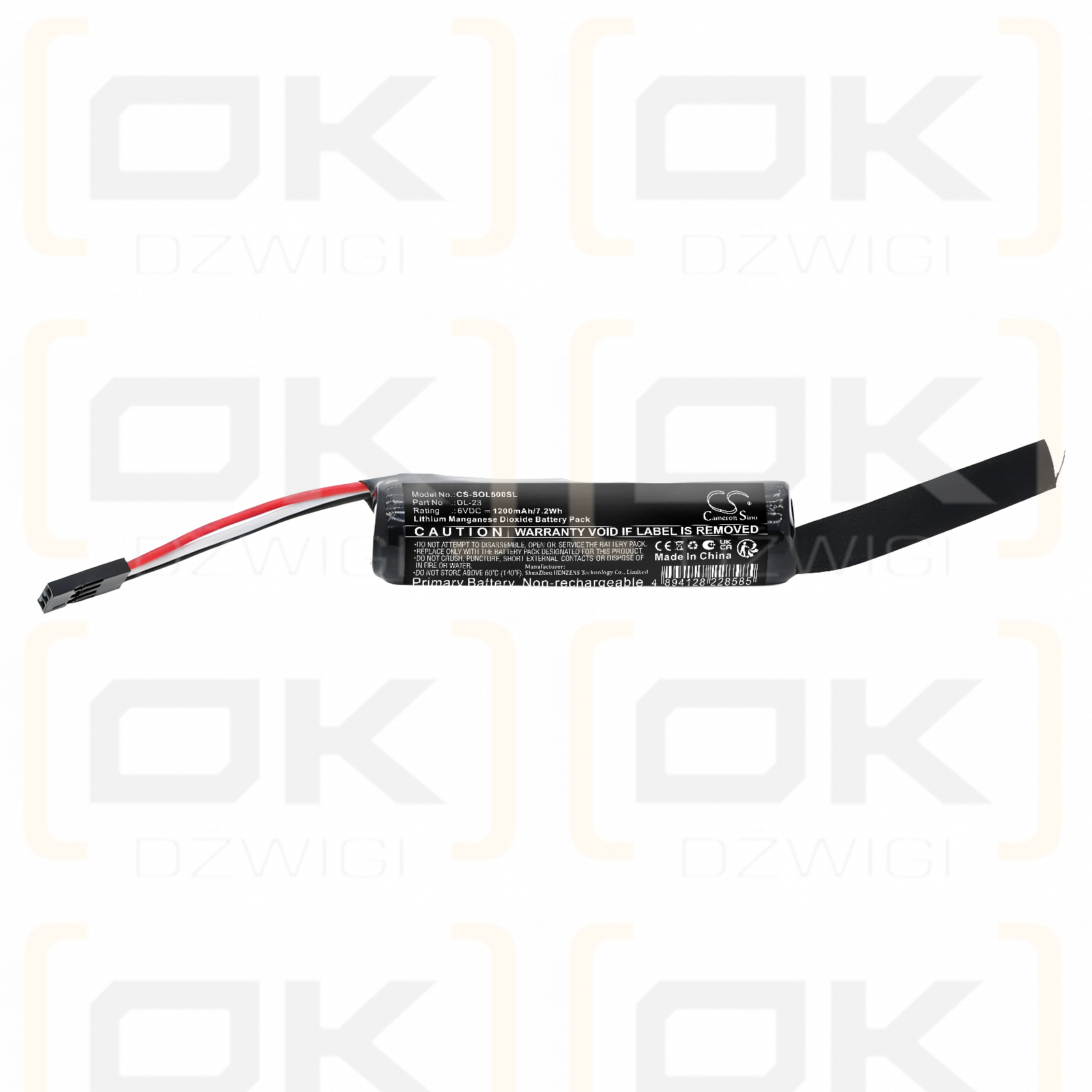 Batería de repuesto para Omnilock 5002 / DL-23 1200 mAh Li-MnO2 6V (Cameron Sino)