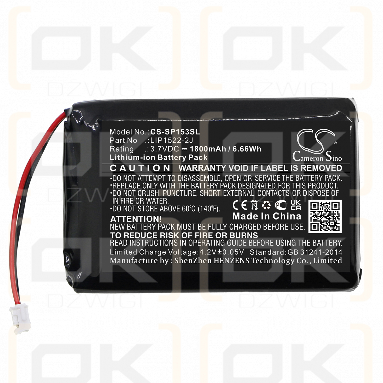 Sony ZH-ZCT2J28 / LIP1522-2J 1800 mAh Li-Ion 3,7 V (Cameron Sino)