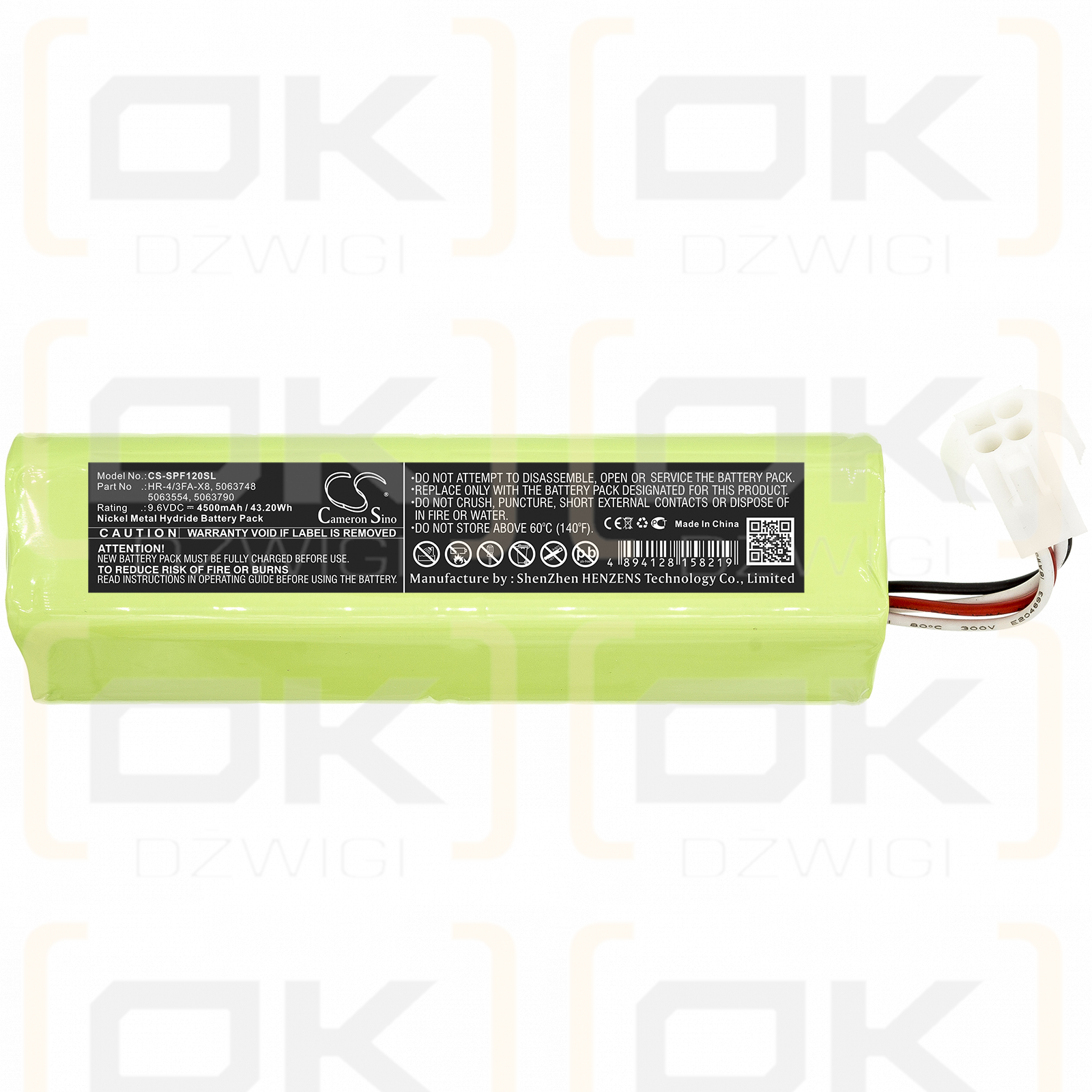 Scott Proflow SC160 / HR-4/3FA-X8 4500mAh Ni-MH 9.6V (Cameron Sino)