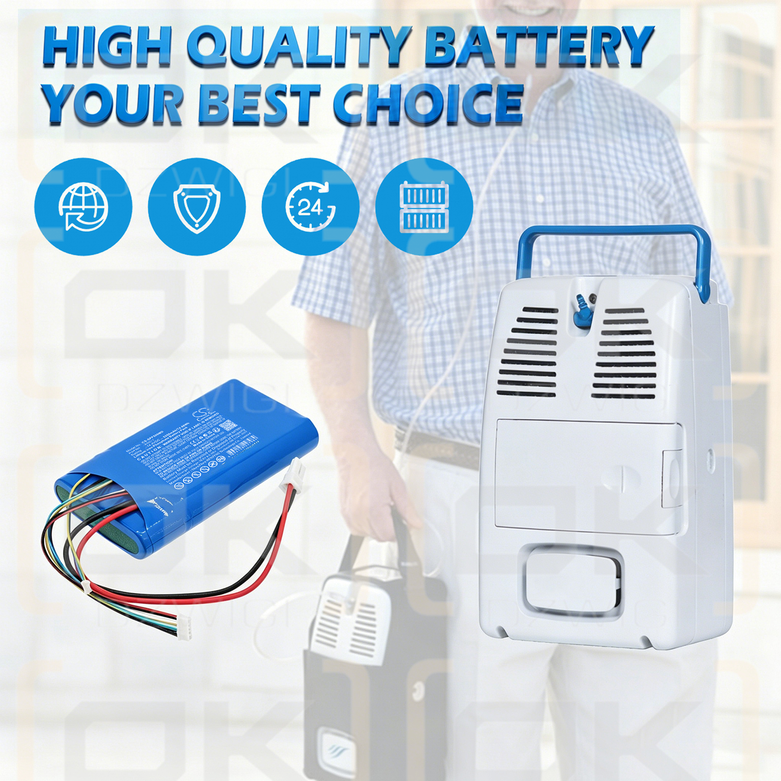 Ersatzakku für AirSep FreeSthle 5 Oxyegn / AS077 5200 mAh LiFePO4 14,4 V (Cameron Sino)