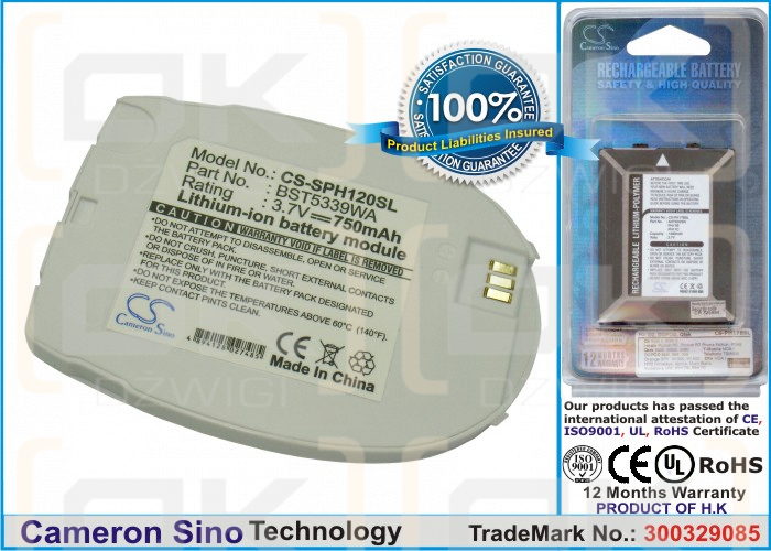 Replacement Battery for Samsung SPH-A120 / BST5339WA 750 mAh Li-ion 3.7 V (Cameron Sino)