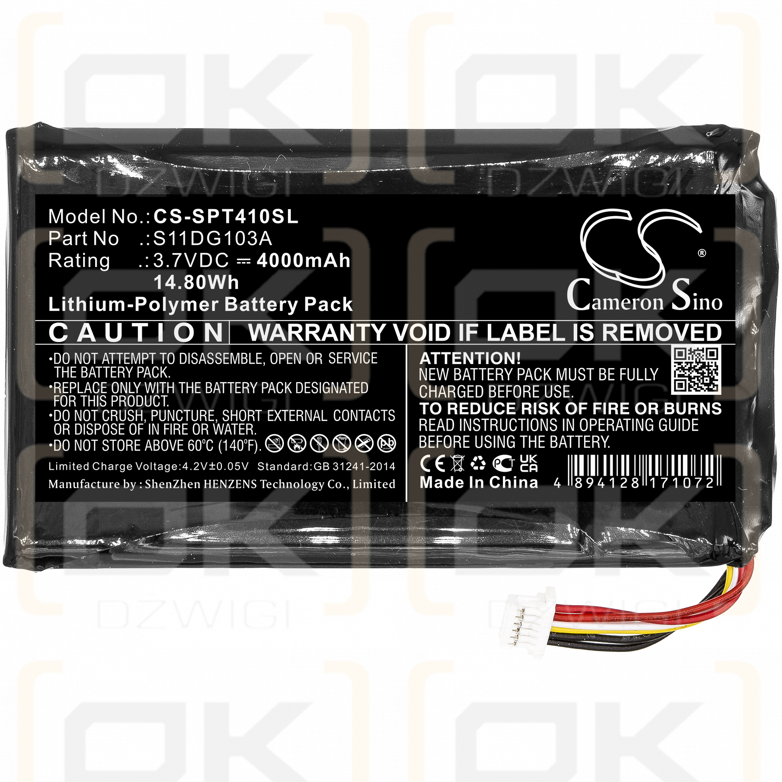 Spectra Precision T41 / S11DG103A 4000mAh Li-Polymer 3.7V (Cameron Sino)