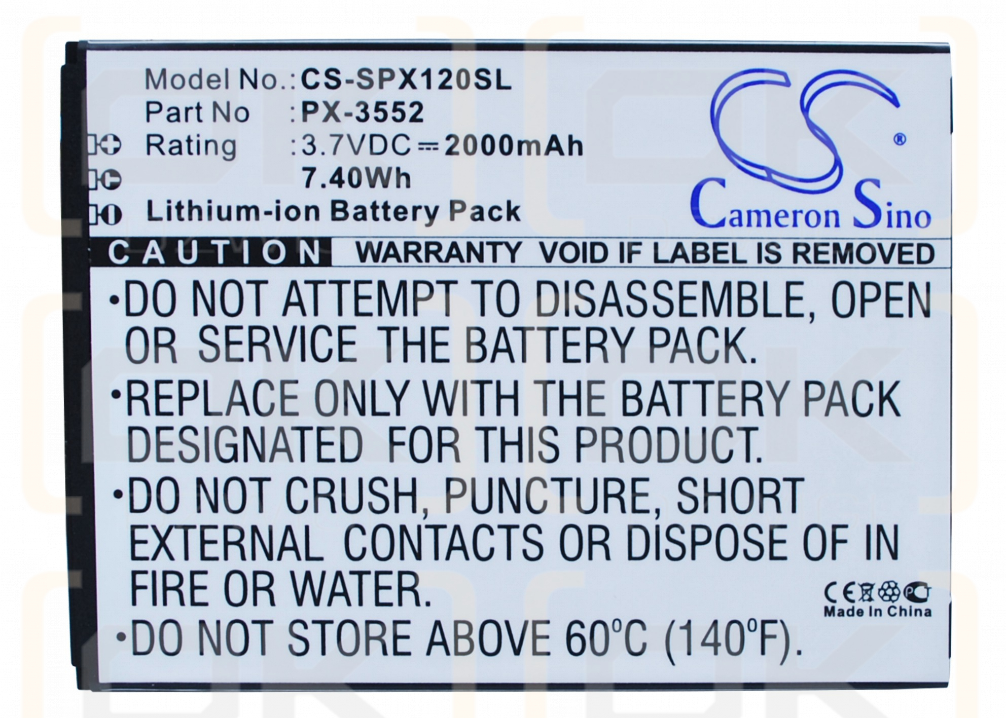 Simvalley SPX-12 / PX-3552 2000 mAh Li-Ion 3,7 V (Cameron Sino)