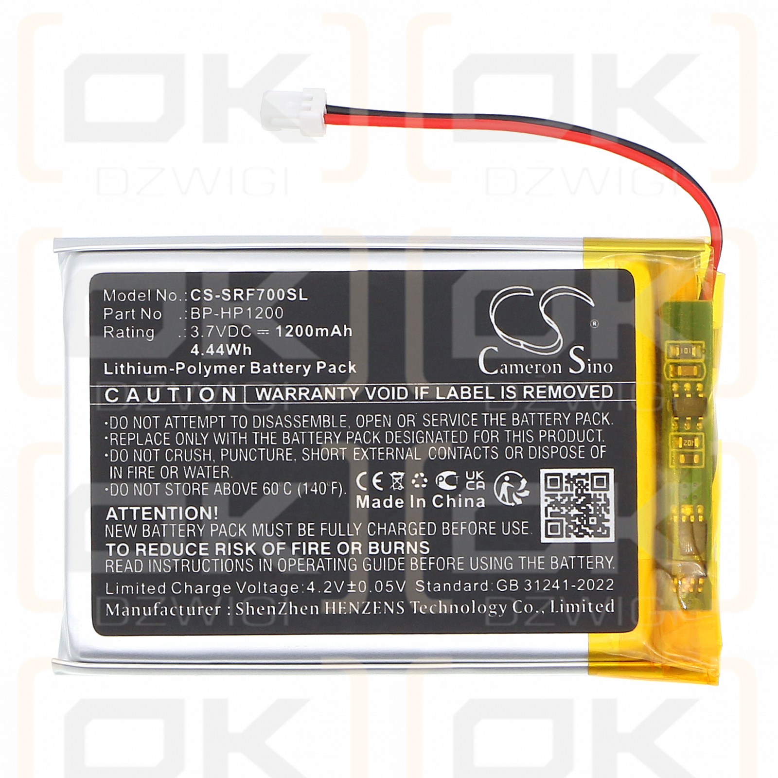 Sony MDR-RF7100 / BP-HP1200 1200mAh Li-Polymer 3.7V (Cameron Sino)