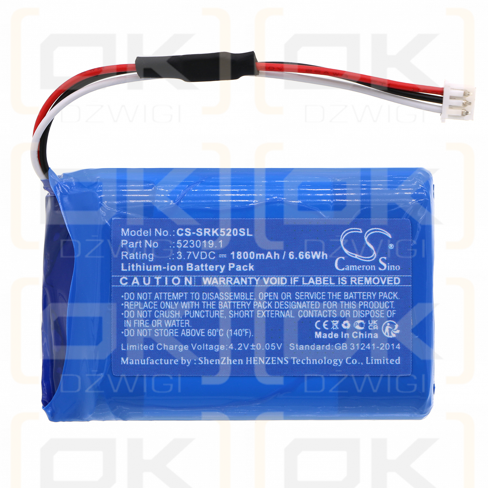 Systronik 23019 1800mAh Li-ion 3.7V (Cameron Sino)