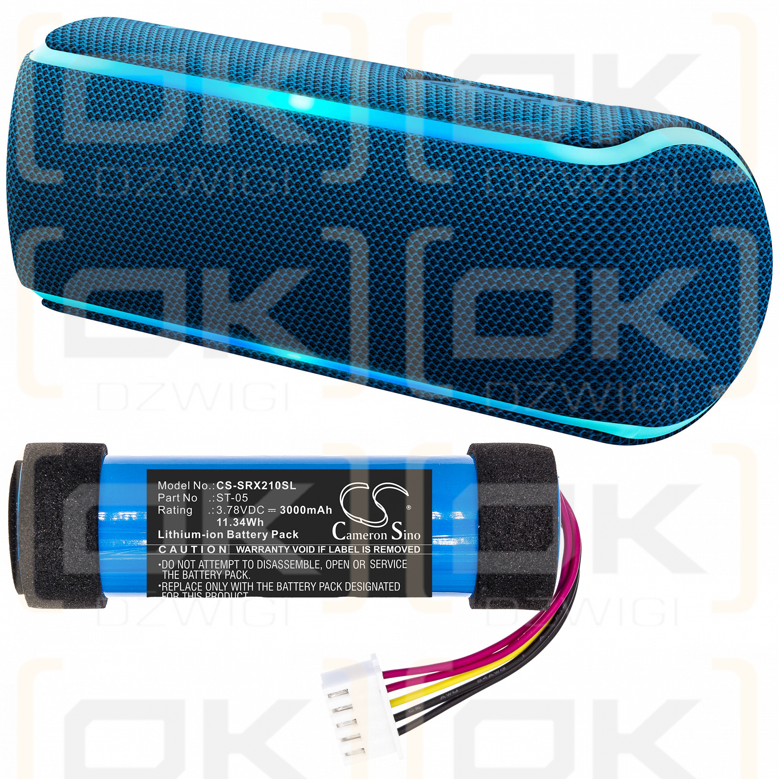 Sony SRS-XB22 / ST-05 3000mAh Li-ion 3.78V (Cameron Sino)