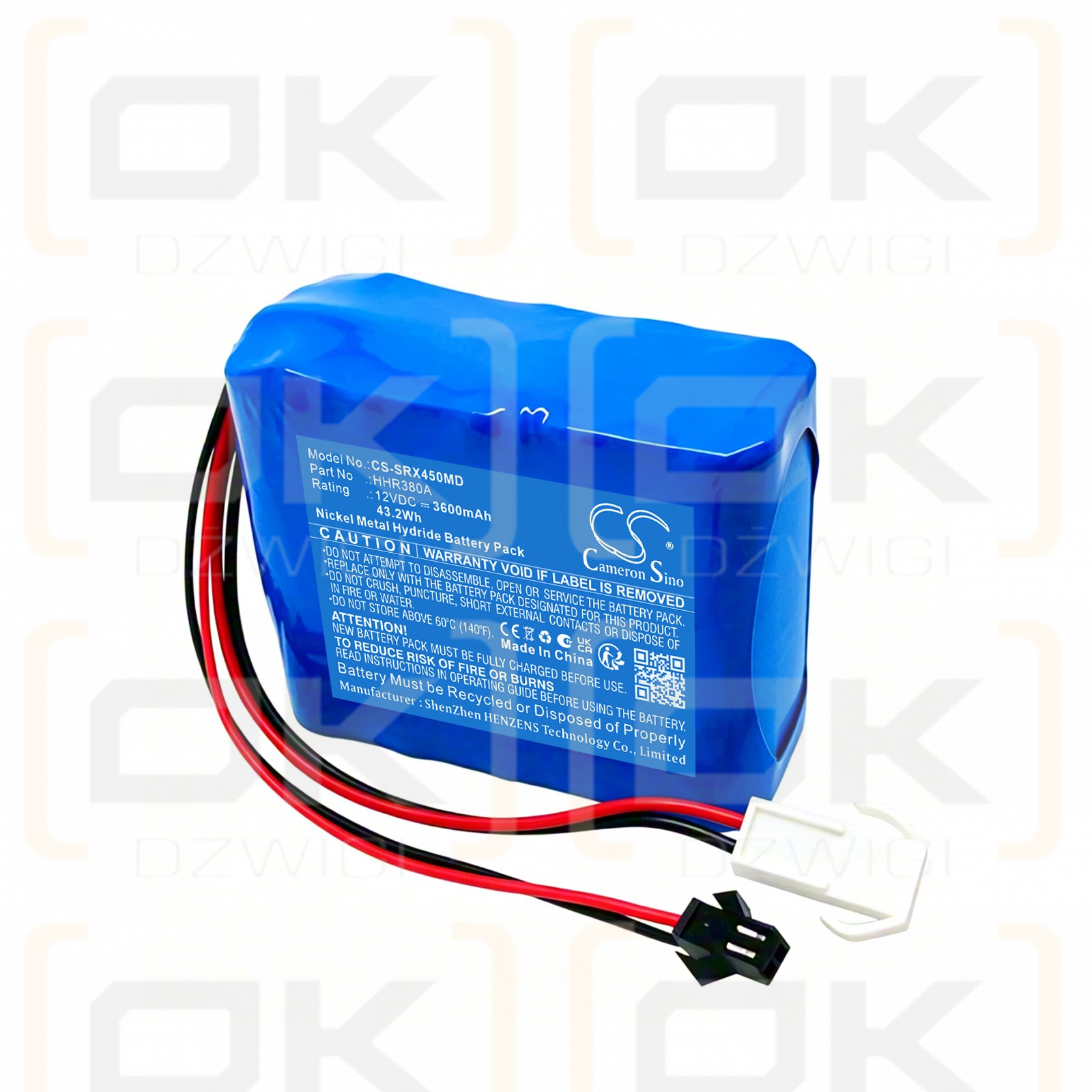 Сменный аккумулятор для SIRIUSMED X55/HHR380A 3600 мАч Ni-MH 12 В (Cameron Sino)