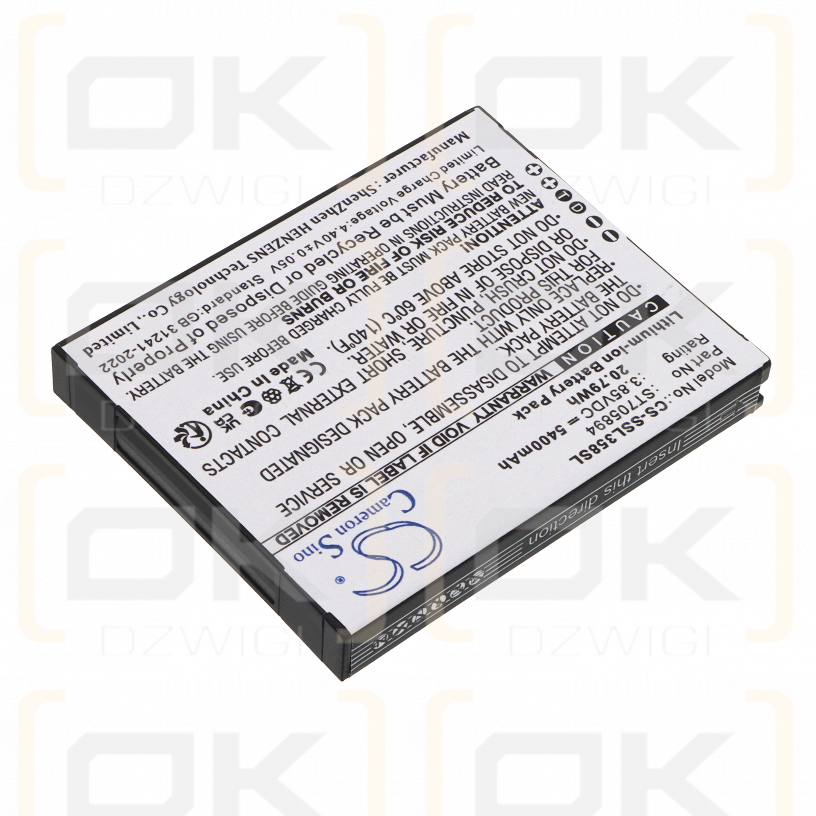 Batería de repuesto para Senter SL358 / ST705894, 5400 mAh, iones de litio, 3,85 V (Cameron Sino)
