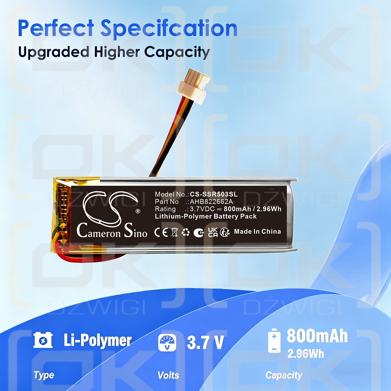 Bateria zamienna do Sena Communication System SP130 / AHB822662A 800 mAh Li-Polymer 3.7 V (Cameron Sino)