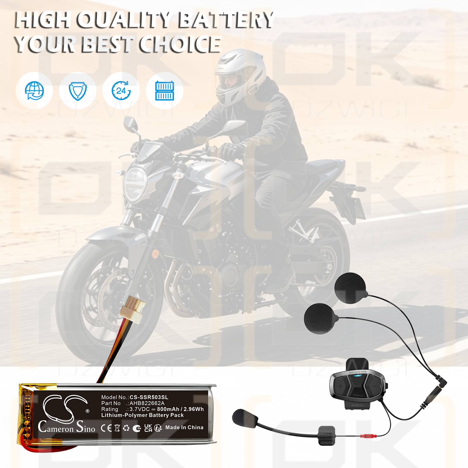 Bateria zamienna do Sena Communication System SP130 / AHB822662A 800 mAh Li-Polymer 3.7 V (Cameron Sino)