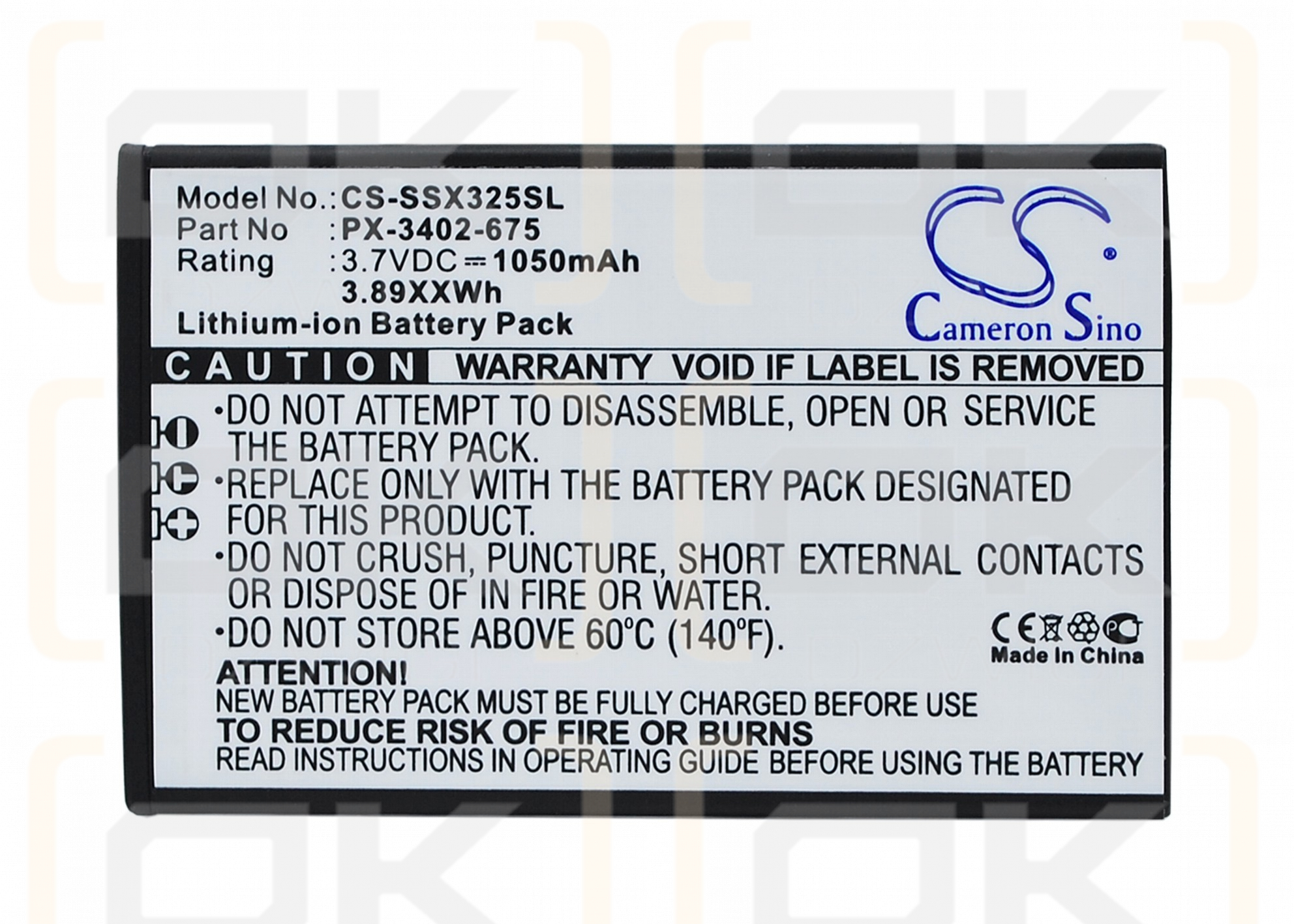 Simvalley SX-325 / PX-3402 1050mAh Li-ion 3.7V (Cameron Sino)