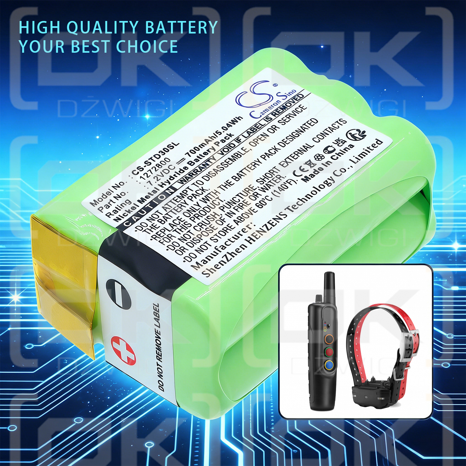 Transmisores portátiles Tri-Tronics Pro G3 / 1272800 700 mAh Ni-MH 7,2 V (Cameron Sino)