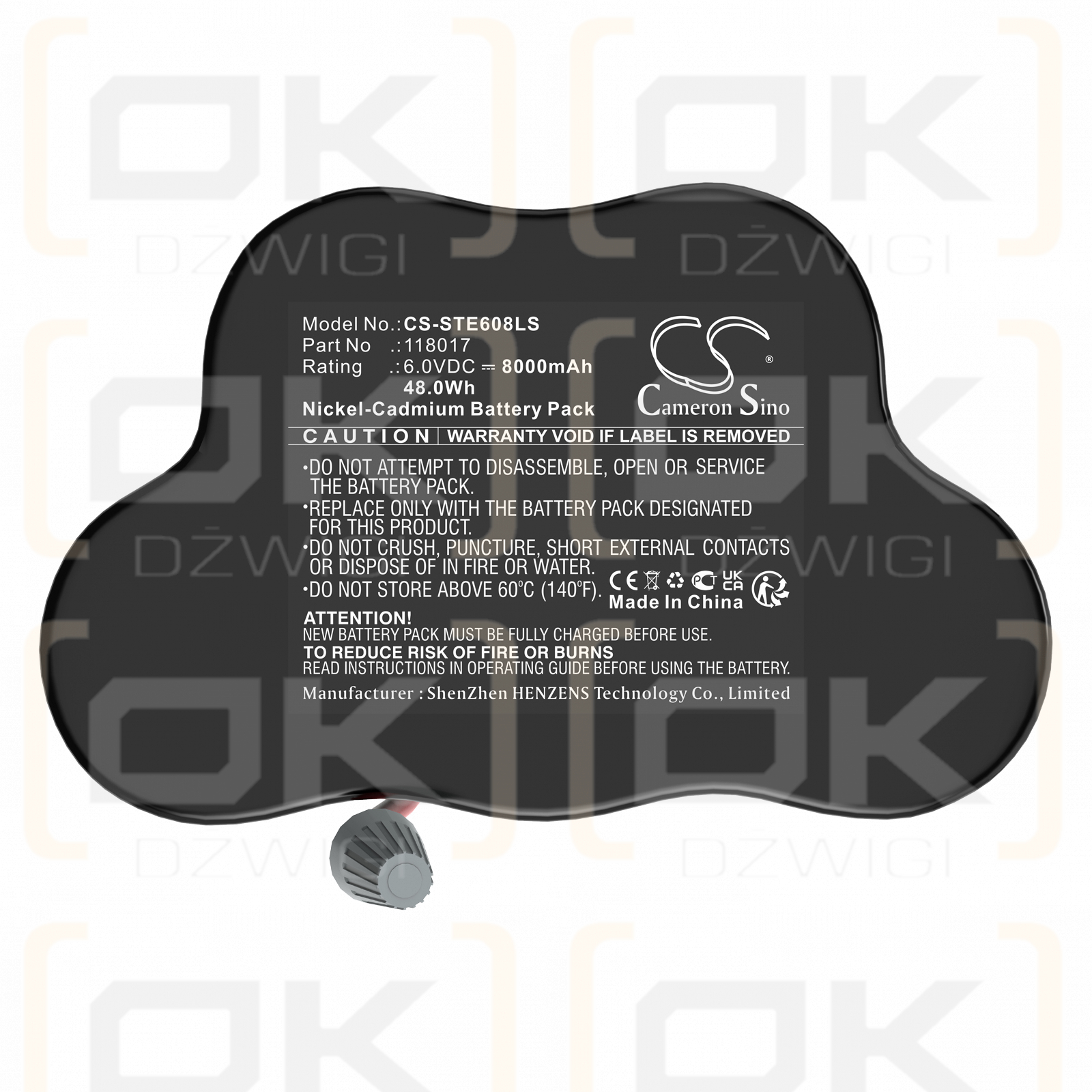Stahl ECOLUX 6608/5 / 118017 8000mAh Ni-CD 6.0V (Cameron Sino)
