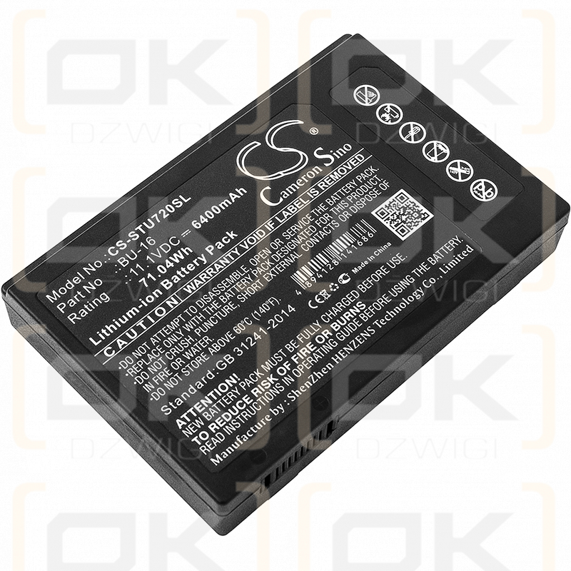 Sumitomo TYPE-Q102 / BU-16 6400mAh Li-ion 11.1V (Cameron Sino)