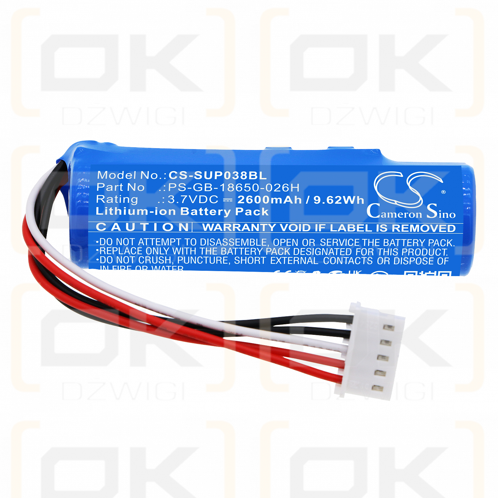 SumUp 3G+ Drucker / PS-GB-18650-026H 2600 mAh Li-Ion 3,7 V (Cameron Sino)