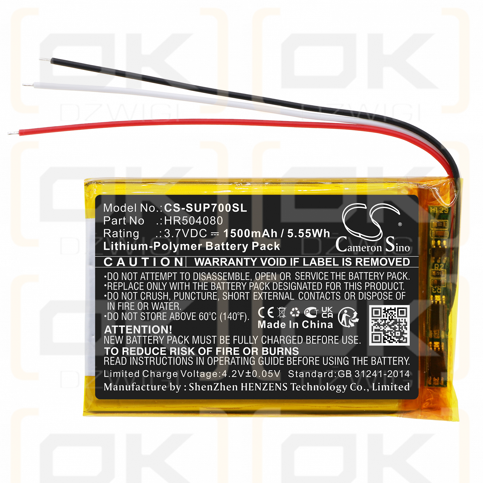 SERIOUX UPQ700 / HR504080 1500mAh Li-Polímero 3.7V (Cameron Sino)